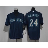 MLB Seattle Mariners 24 Ken Griffey Jr. Navy Blue Cool base Authentic Collection Stitched Men Jersey