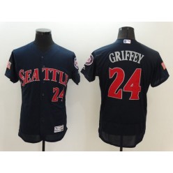MLB Seattle Mariners 24 Ken Griffey Jr. Retired Navy Blue Fashion Stars & Stripes 2016 Flexbase Independence Day Men Jersey