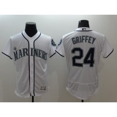 MLB Seattle Mariners 24 Ken Griffey Jr. Retired White 2016 Flexbase Majestic Baseball Men Jersey