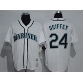 MLB Seattle Mariners 24 Ken Griffey Jr. White New Cool Base Stitched Men Jersey