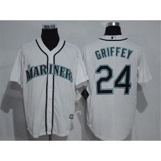 MLB Seattle Mariners 24 Ken Griffey Jr. White New Cool Base Stitched Men Jersey
