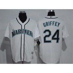 MLB Seattle Mariners 24 Ken Griffey Jr. White New Cool Base Stitched Men Jersey