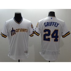 MLB Seattle Mariners 24 Ken Griffey Jr. White Pullover Flexbase 2016 Player Men Jersey