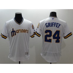 MLB Seattle Mariners 24 Ken Griffey Jr. White Pullover Flexbase 2016 Player Men Jersey