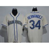 MLB Seattle Mariners 34 Felix Hernandez Cream New Cool Base Stitched Men Jersey