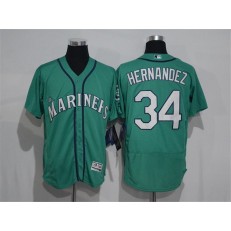 MLB Seattle Mariners 34 Felix Hernandez Green Flexbase Authentic Collection Stitched Men Jersey