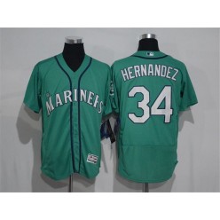 MLB Seattle Mariners 34 Felix Hernandez Green Flexbase Authentic Collection Stitched Men Jersey