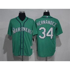 MLB Seattle Mariners 34 Felix Hernandez Green New Cool Base Stitched Men Jersey
