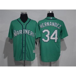 MLB Seattle Mariners 34 Felix Hernandez Green New Cool Base Stitched Men Jersey