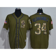MLB Seattle Mariners 34 Felix Hernandez Green Salute to Service Men Jersey