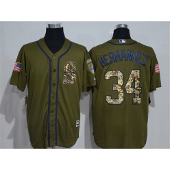 MLB Seattle Mariners 34 Felix Hernandez Green Salute to Service Men Jersey