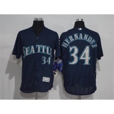 MLB Seattle Mariners 34 Felix Hernandez Navy Blue 2016 Flexbase Majestic Baseball Men Jersey