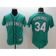 MLB Seattle Mariners 34 Felix Hernandez Retired Teal Green 2016 Flexbase Majestic Baseball Men Jersey