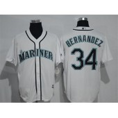 MLB Seattle Mariners 34 Felix Hernandez White New Cool Base Stitched Men Jersey