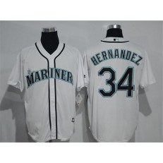 MLB Seattle Mariners 34 Felix Hernandez White New Cool Base Stitched Men Jersey