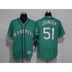 MLB Seattle Mariners 51 Randy Johnson Green Flexbase Authentic Collection Stitched Men Jersey