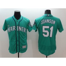 MLB Seattle Mariners 51 Randy Johnson Retired Teal Green 2016 Flexbase Majestic Baseball Men Jersey