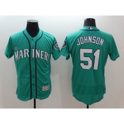 MLB Seattle Mariners 51 Randy Johnson Retired Teal Green 2016 Flexbase Majestic Baseball Men Jersey