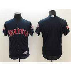 MLB Seattle Mariners Blank Retired Navy Blue Fashion Stars & Stripes 2016 Flexbase Independence Day Men Jersey