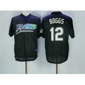 MLB Tampa Bay Rays 12 Wade Boggs Black Throwback Men Jersey