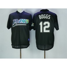 MLB Tampa Bay Rays 12 Wade Boggs Black Throwback Men Jersey