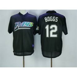 MLB Tampa Bay Rays 12 Wade Boggs Black Throwback Men Jersey