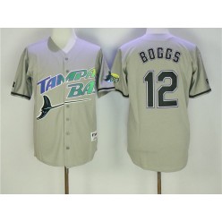 MLB Tampa Bay Rays 12 Wade Boggs Grey Throwback Stitched Men Jersey