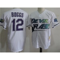 MLB Tampa Bay Rays 12 Wade Boggs Mesh BP 1998 White Throwback Men Jersey