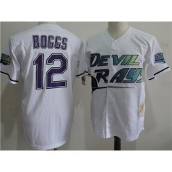 MLB Tampa Bay Rays 12 Wade Boggs Mesh BP 1998 White Throwback Men Jersey