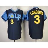MLB Tampa Bay Rays 3 Evan Longoria 1970's Turn Back The Clock Navy Blue Men Jersey