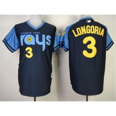 MLB Tampa Bay Rays 3 Evan Longoria 1970's Turn Back The Clock Navy Blue Men Jersey