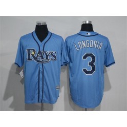 MLB Tampa Bay Rays 3 Evan Longoria Light Blue Cool Base Majestic Baseball Men Jersey