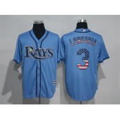 MLB Tampa Bay Rays 3 Evan Longoria Light Blue USA Flag Fashion Baseball Men Jersey