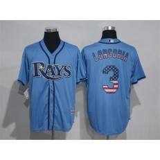 MLB Tampa Bay Rays 3 Evan Longoria Light Blue USA Flag Fashion Baseball Men Jersey
