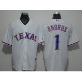 MLB Texas Rangers 1 Elvis Andrus White New Cool Base Stitched Men Jersey