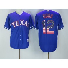 MLB Texas Rangers 12 Rougned Odor Blue USA Flag Fashion Stitched Baseball Men Jersey