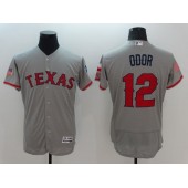 MLB Texas Rangers 12 Rougned Odor Gray Fashion Stars & Stripes 2016 Flexbase Independence Day Men Jersey