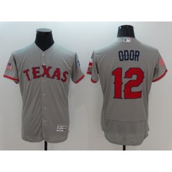 MLB Texas Rangers 12 Rougned Odor Gray Fashion Stars & Stripes 2016 Flexbase Independence Day Men Jersey