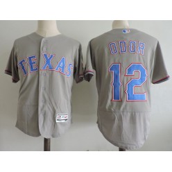 MLB Texas Rangers 12 Rougned Odor Gray Road Stitched Majestic Flex Base Men Jersey