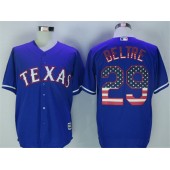 MLB Texas Rangers 29 Adrian Beltre Blue USA Flag Fashion Stitched Baseball Men Jersey