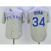 MLB Texas Rangers 34 Nolan Ryan 1993 Gray Throwback Men Jersey