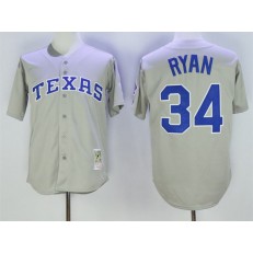 MLB Texas Rangers 34 Nolan Ryan 1993 Gray Throwback Men Jersey