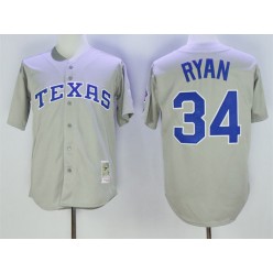 MLB Texas Rangers 34 Nolan Ryan 1993 Gray Throwback Men Jersey