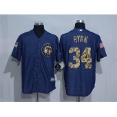 MLB Texas Rangers 34 Nolan Ryan Denim Blue Salute to Service Stitched Baseball Men Jersey