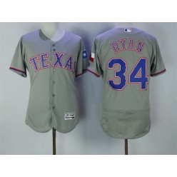 MLB Texas Rangers 34 Nolan Ryan Gray 2016 Flexbase Majestic Baseball Men Jersey