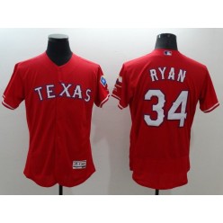 MLB Texas Rangers 34 Nolan Ryan Red Flexbase Authentic Collection Stitched Men Jersey