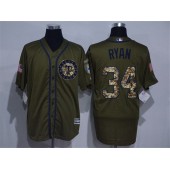 MLB Texas Rangers 34 Nolan Ryan Retired Green Salute to Service Cool Base Stitched Men Jersey