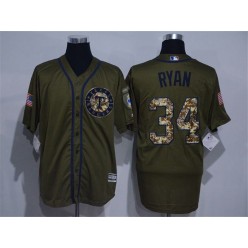 MLB Texas Rangers 34 Nolan Ryan Retired Green Salute to Service Cool Base Stitched Men Jersey