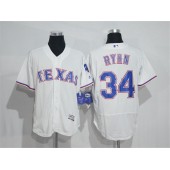 MLB Texas Rangers 34 Nolan Ryan White Flexbase Authentic Collection Stitched Men Jersey