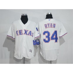 MLB Texas Rangers 34 Nolan Ryan White Flexbase Authentic Collection Stitched Men Jersey